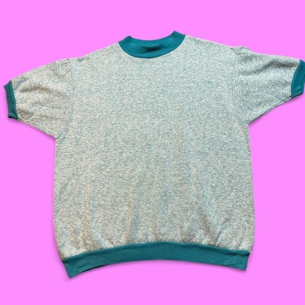VTG 60s Towncraft Penney's‎ blue heathered short sleeve sweatshirt medium READ